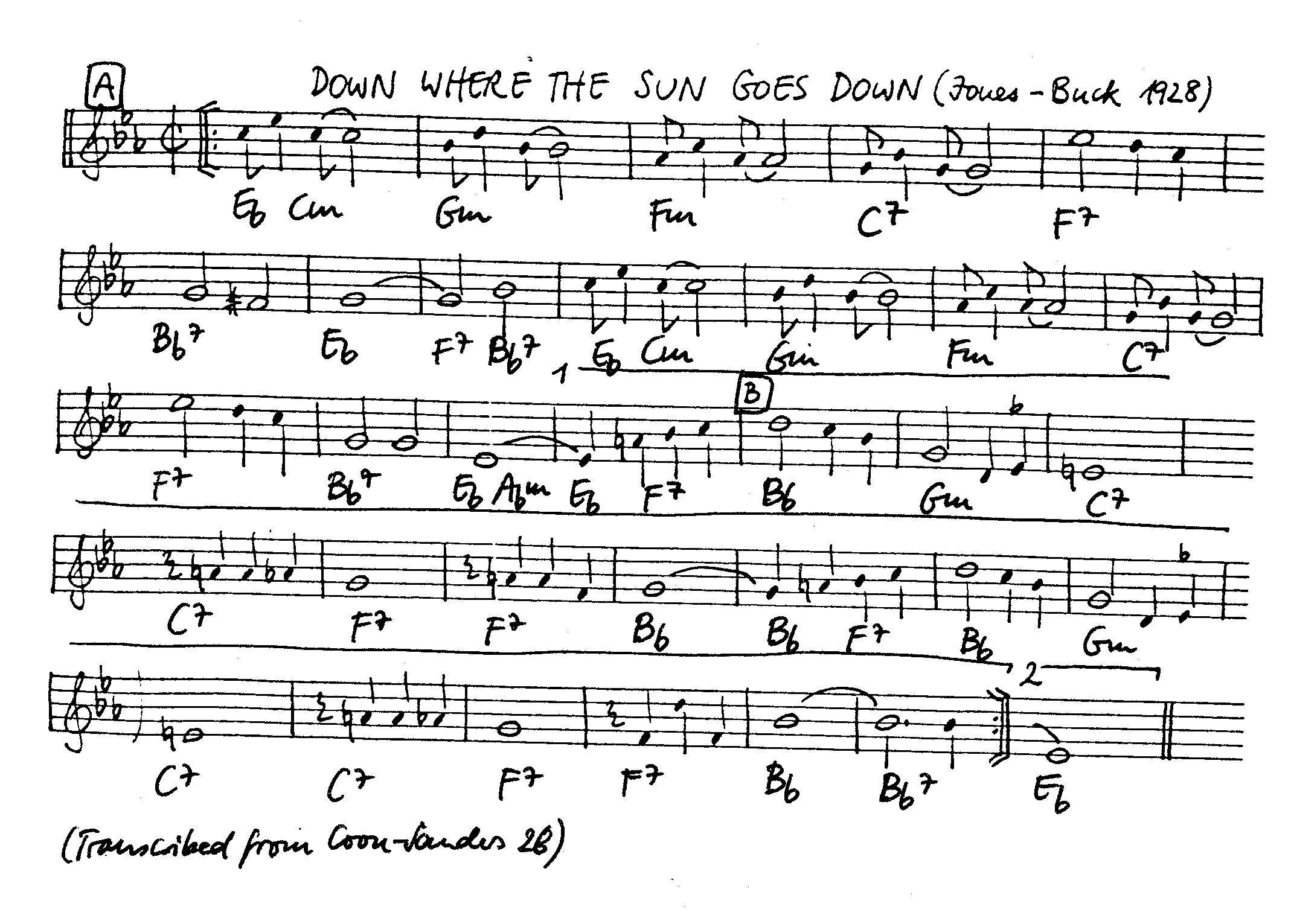 down where the sun goes down leadsheet – book us for your next 20s or gatsby event